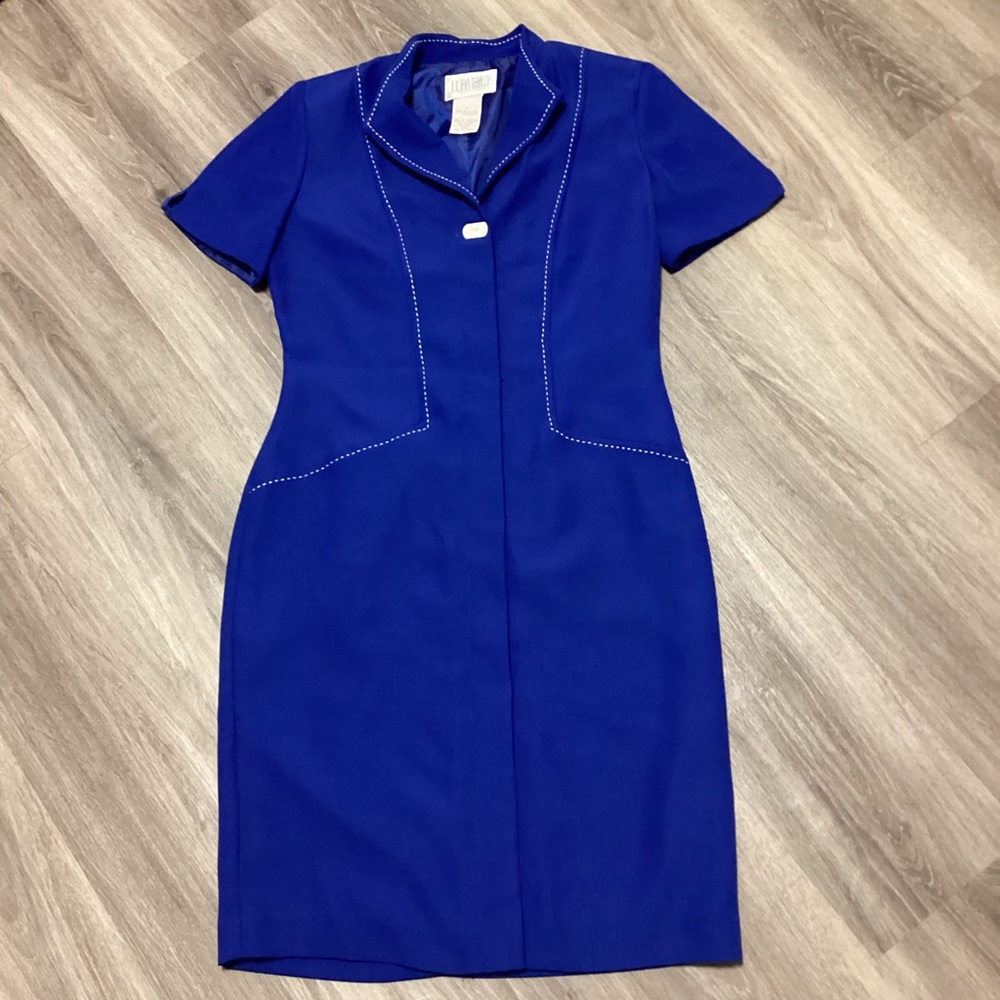 Vintage Colbalt Blue Size 6 Top Stitch Dress